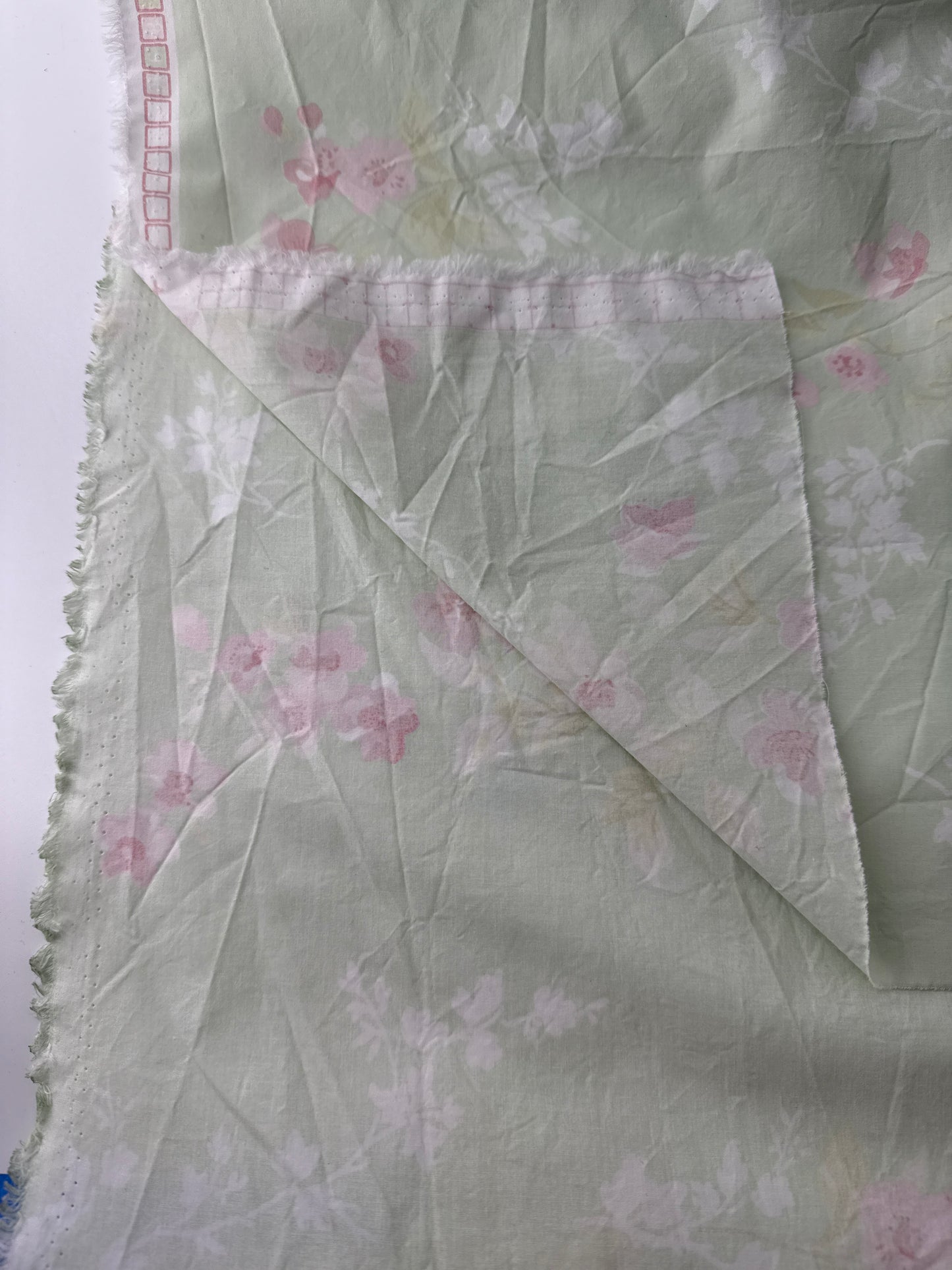 Cotton Poplin, Floral Print, Mint & Pink