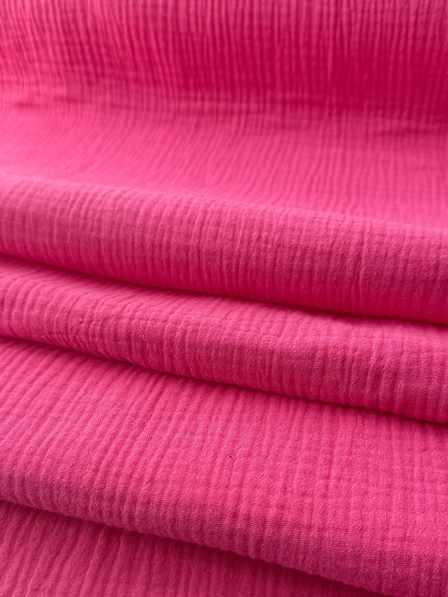 Cotton Double Gauze, Bubble Texture – Bright Pink