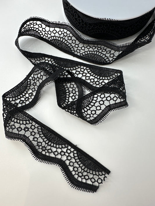 Wave Patterned Lace, Black
