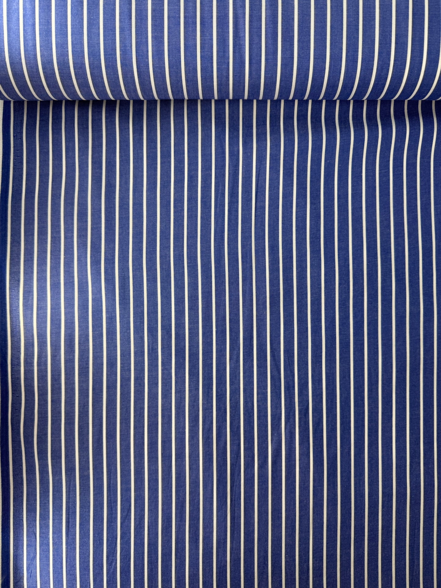 Cotton Shirting, Bright Blue Stripe