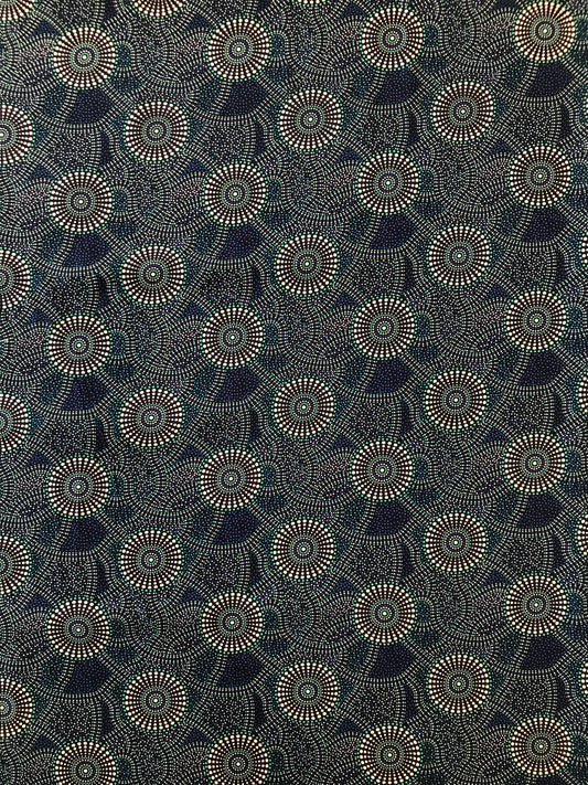 Rayon, Aboriginal Print, Kangaroo Path 2, Blue
