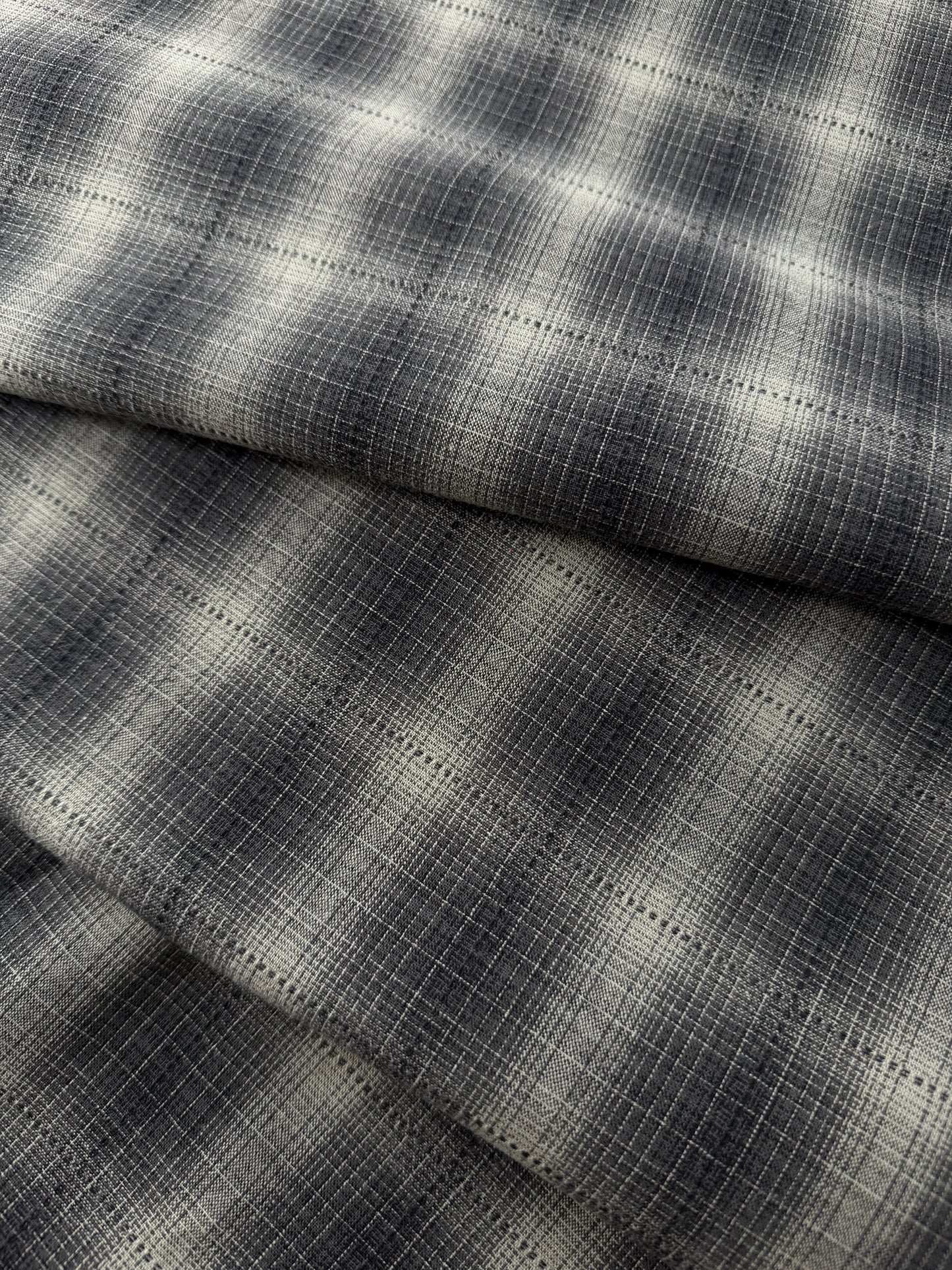 Japanese Cotton Yarn Dye Shirting, Olive Ombre Plaid