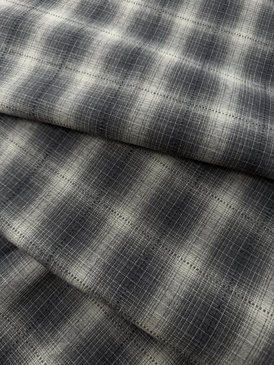 Japanese Cotton Yarn Dye Shirting, Olive Ombre Plaid