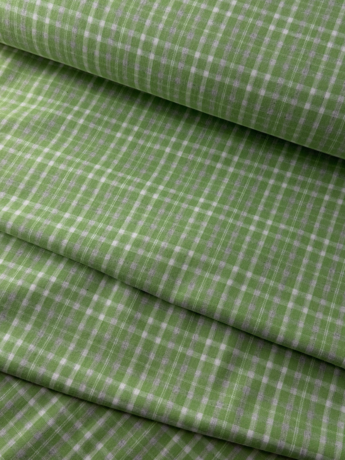 Cotton Flannel, Plaid with Heather Yarn - Leaf Green