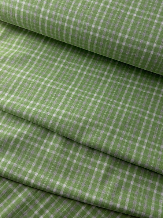 Cotton Flannel, Plaid with Heather Yarn - Leaf Green