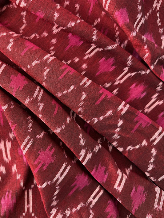 Handloom Ikat, Diamond Lattice, Burgundy/Raspberry