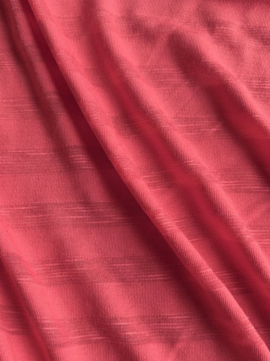 Rayon/Spandex Single Jersey Burnout Stripe -  Coral, 200 gsm