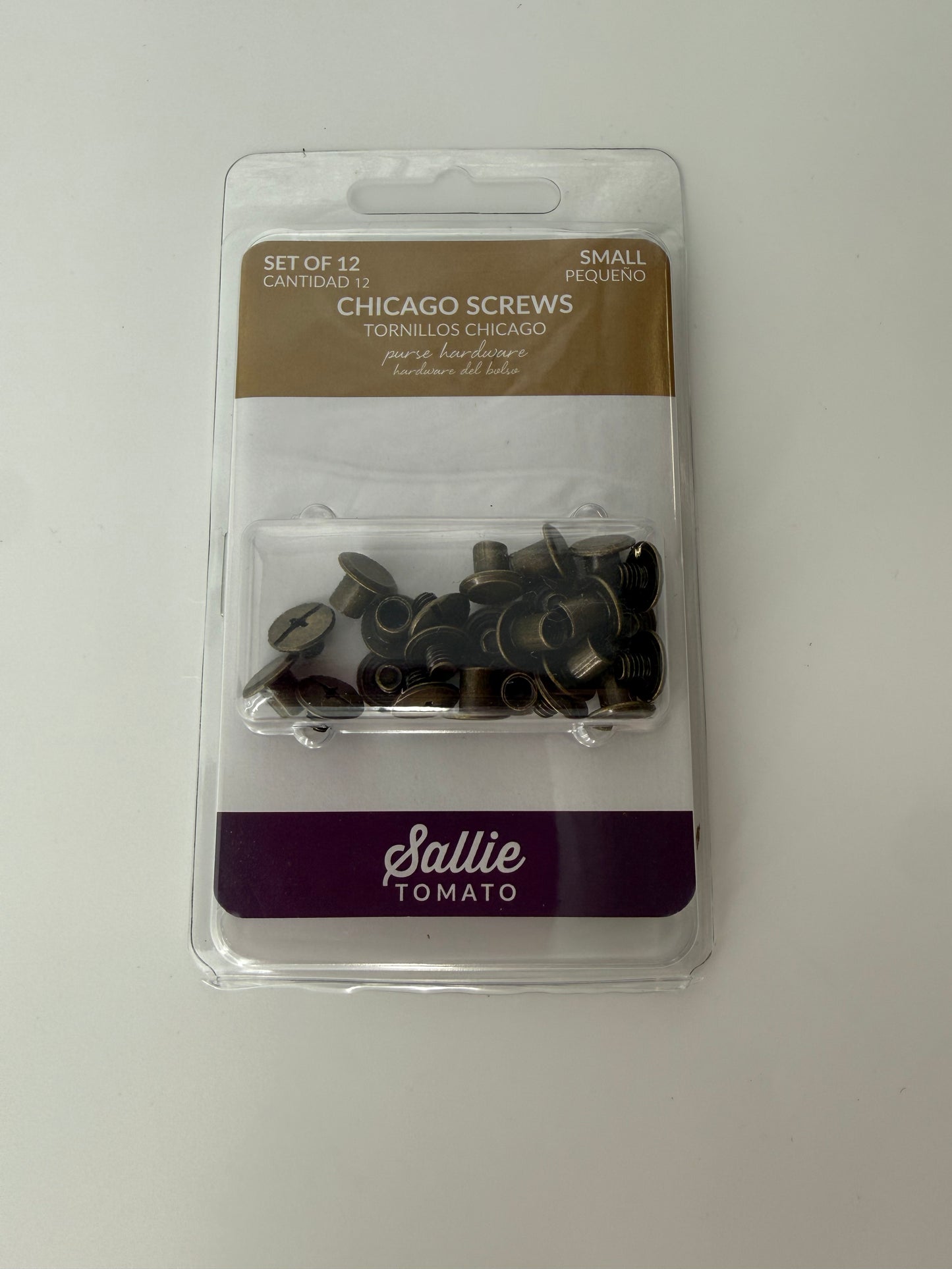 Chicago Screws, Small, Antique Brass or Nickel, 12 sets