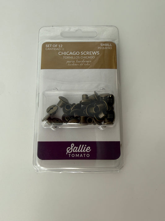 Chicago Screws, Small, Antique Brass or Nickel, 12 sets