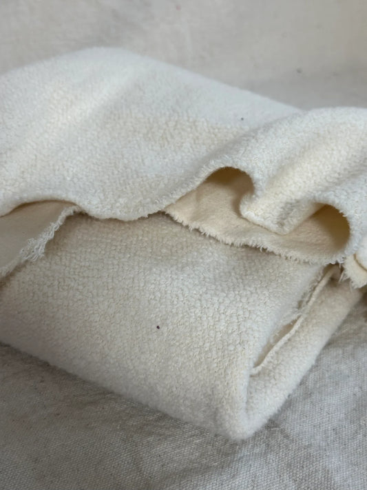 Cotton Sweatshirt Fleece, Laundered, Cream, 543gsm