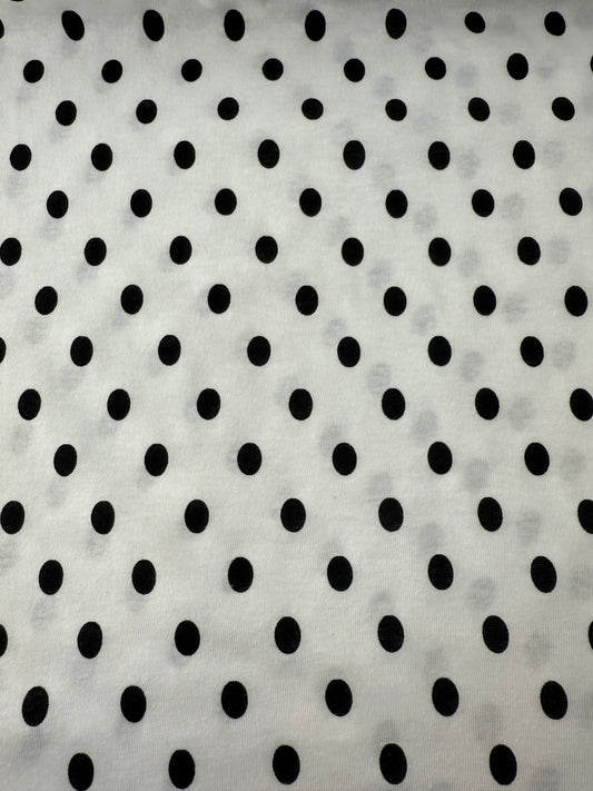 Cotton, Single Jersey, White with Black Dots, 155 gsm