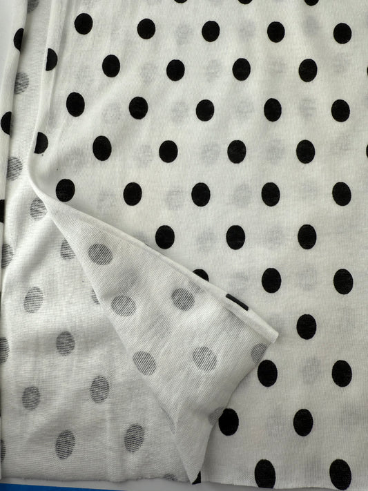 Cotton, Single Jersey, White with Black Dots, 155 gsm