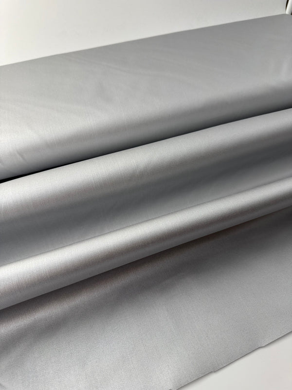 Coated Stretch Twill, Silver Foil