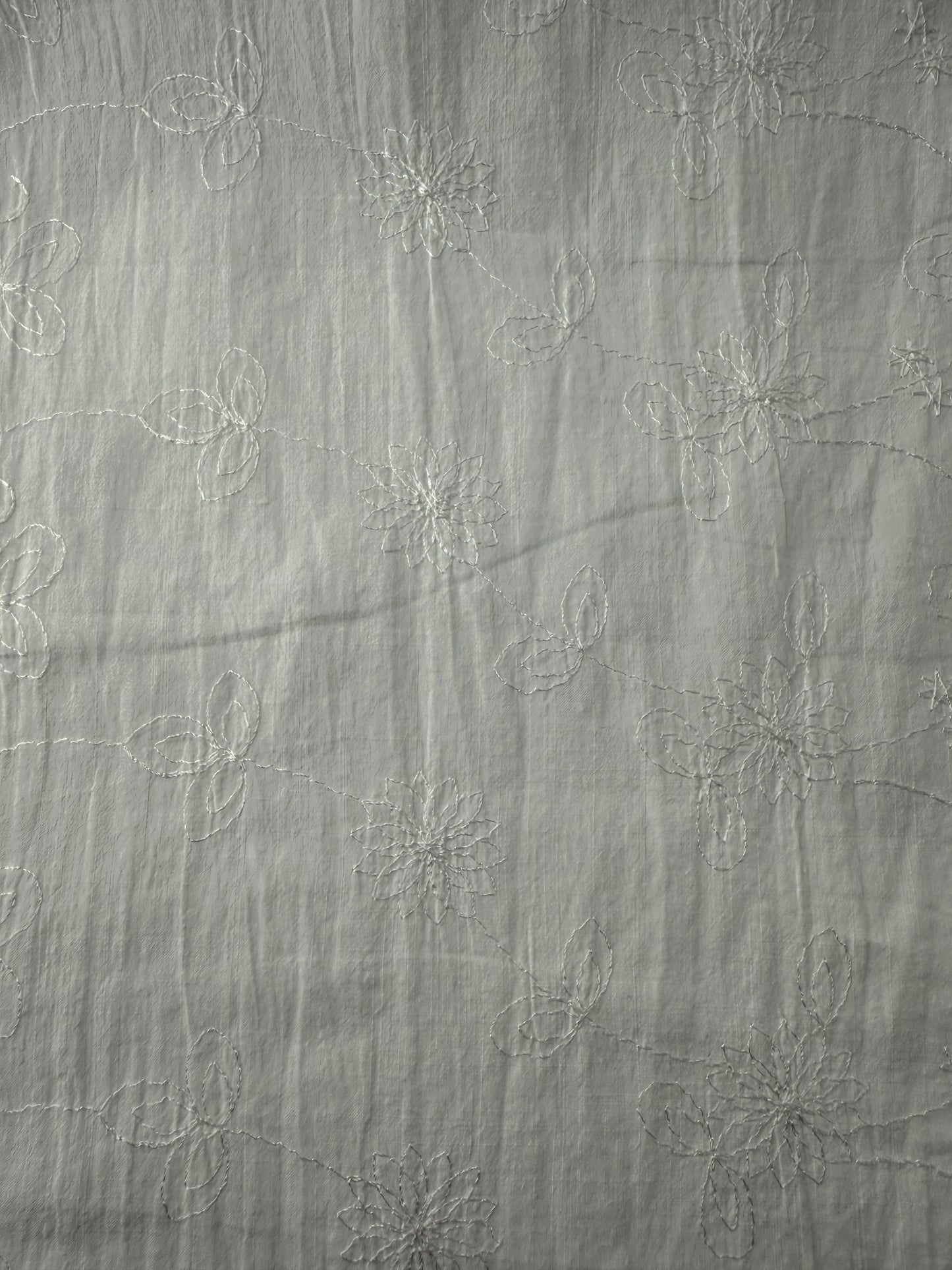 Cotton Slub Lawn, Embroidered, White