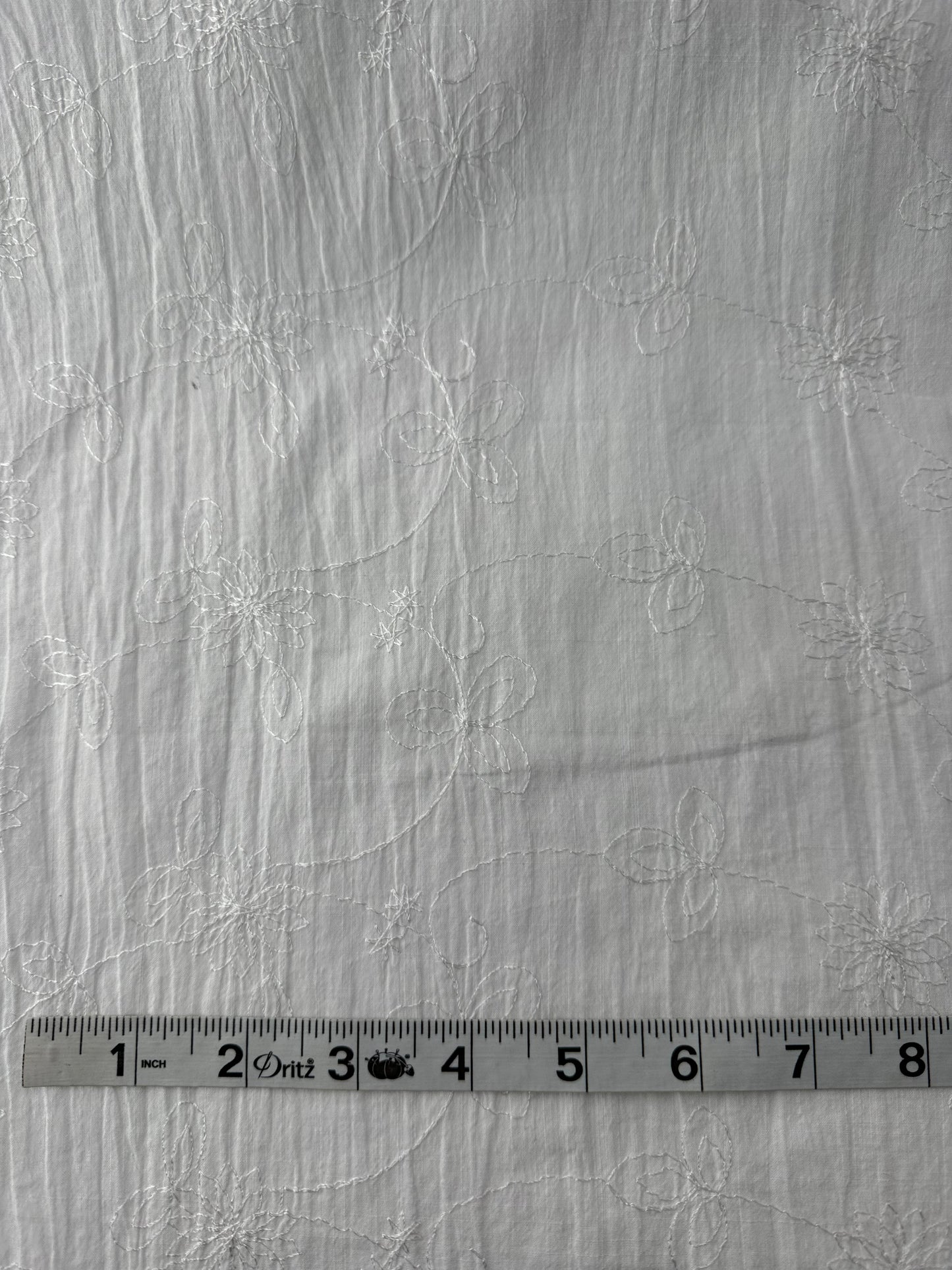 Cotton Slub Lawn, Embroidered, White