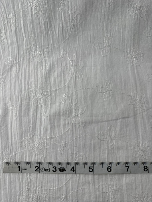Cotton Slub Lawn, Embroidered, White