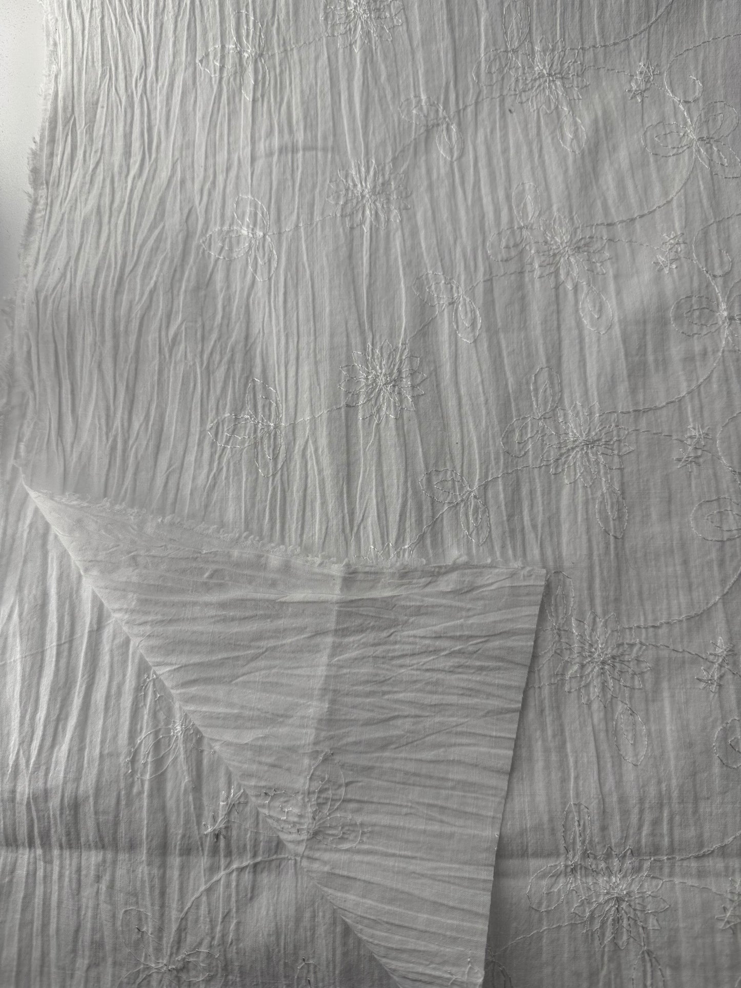 Cotton Slub Lawn, Embroidered, White
