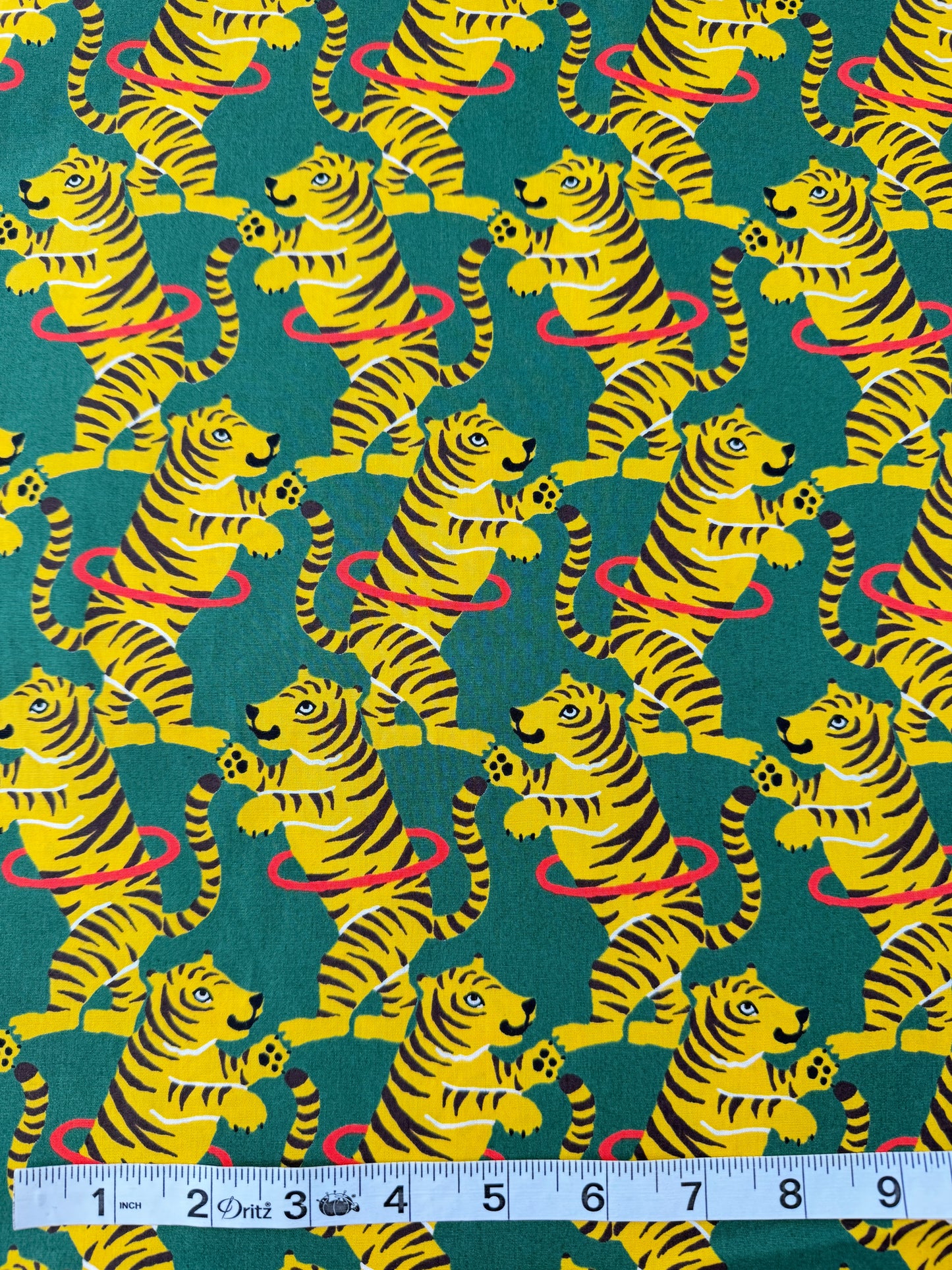 Sevenberry Cotton Broadcloth, Hula Hoop Tigers