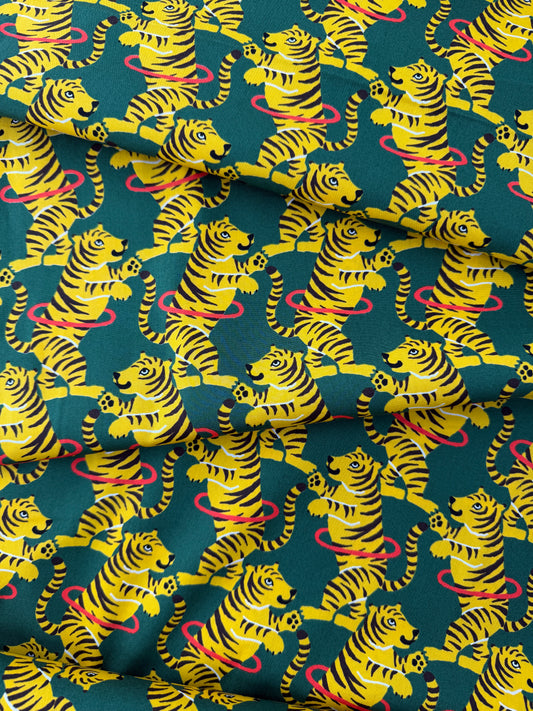 Sevenberry Cotton Broadcloth, Hula Hoop Tigers
