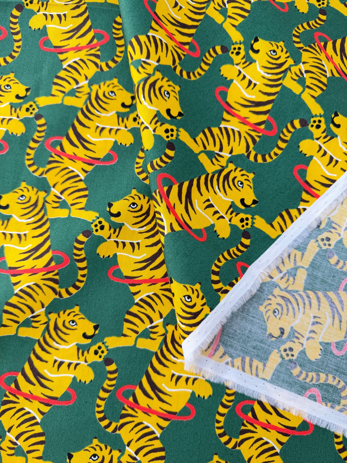 Sevenberry Cotton Broadcloth, Hula Hoop Tigers