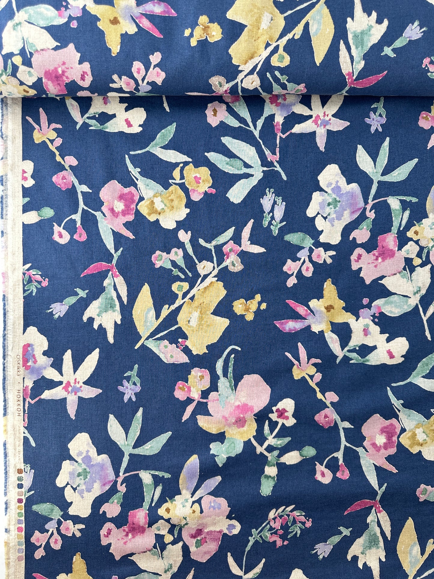 Hokkoh, Osikka Linen/Cotton Watercolor Floral