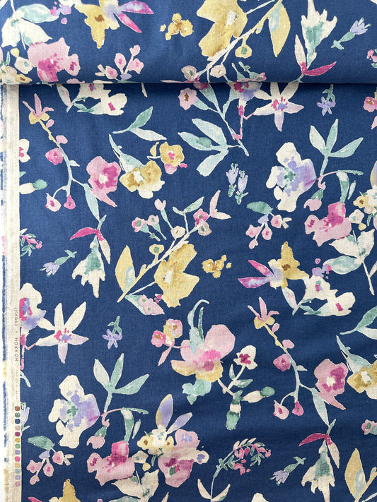 Hokkoh, Osikka Linen/Cotton Watercolor Floral