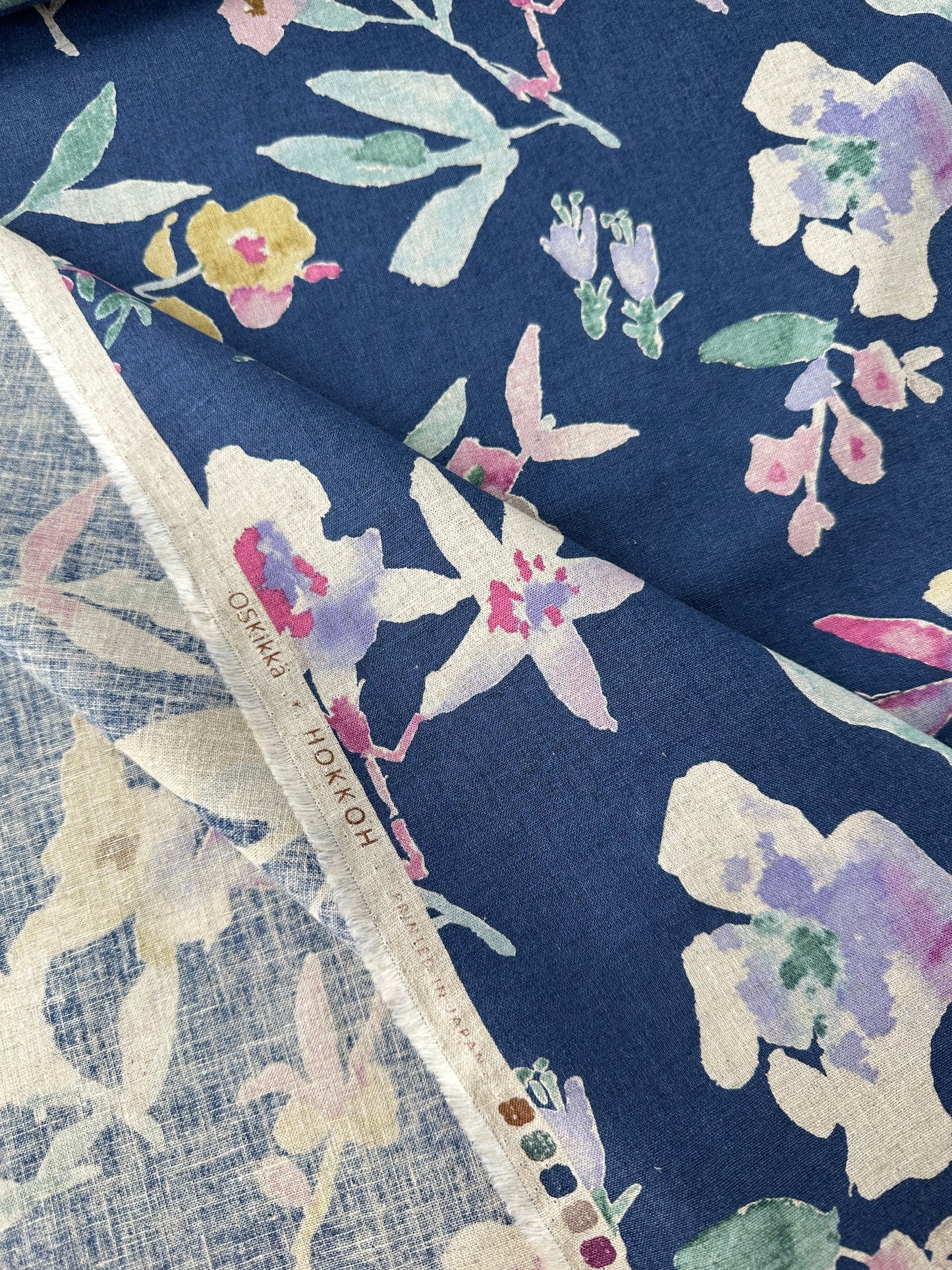 Hokkoh, Osikka Linen/Cotton Watercolor Floral