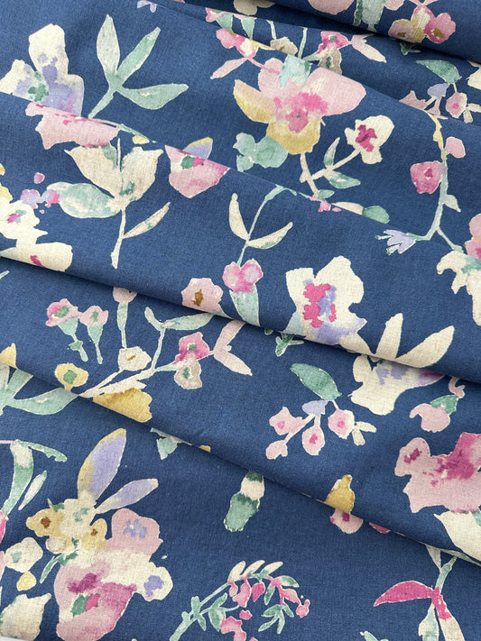 Hokkoh, Osikka Linen/Cotton Watercolor Floral