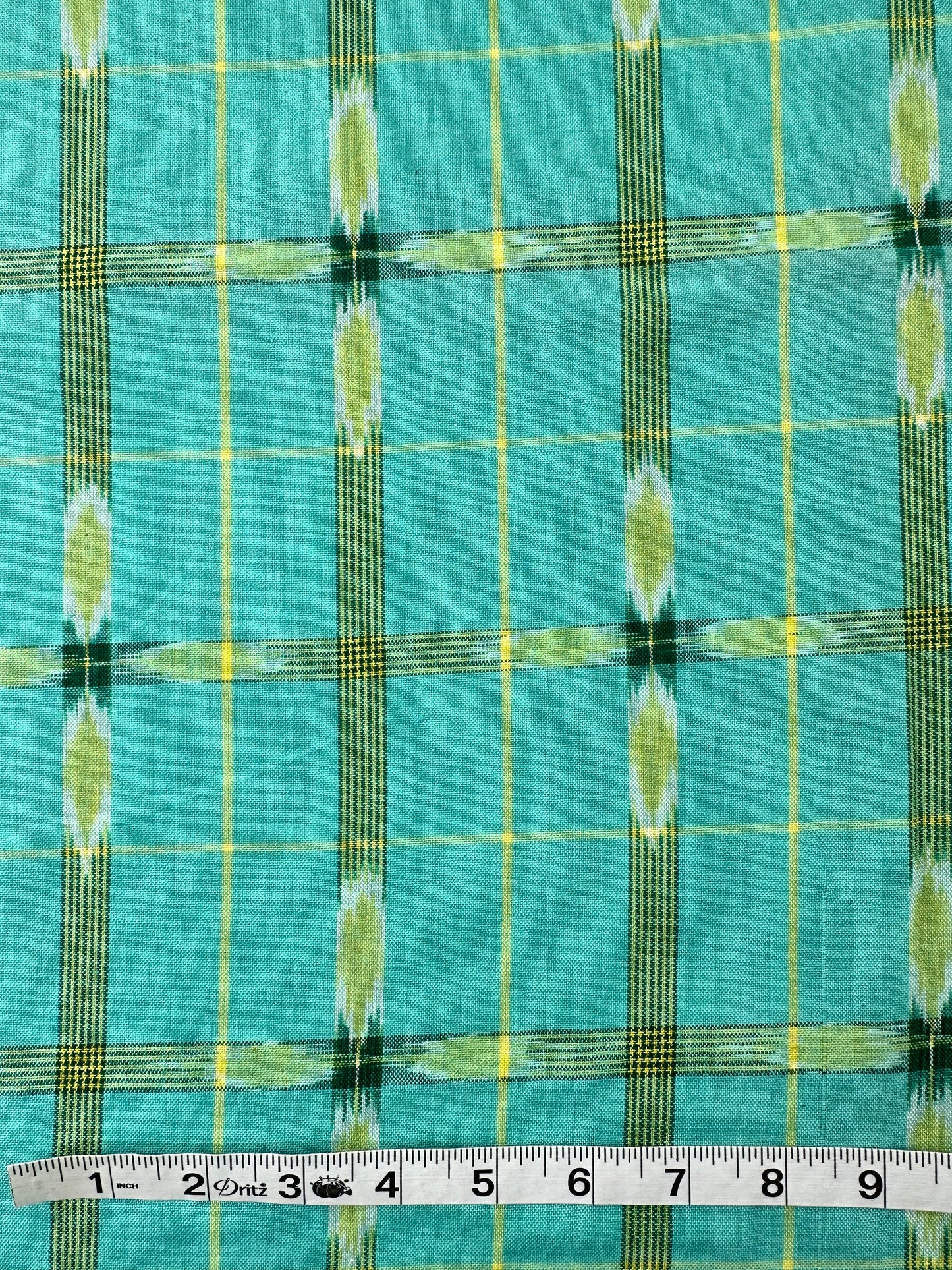 Handwoven Ikat, Green Crosses