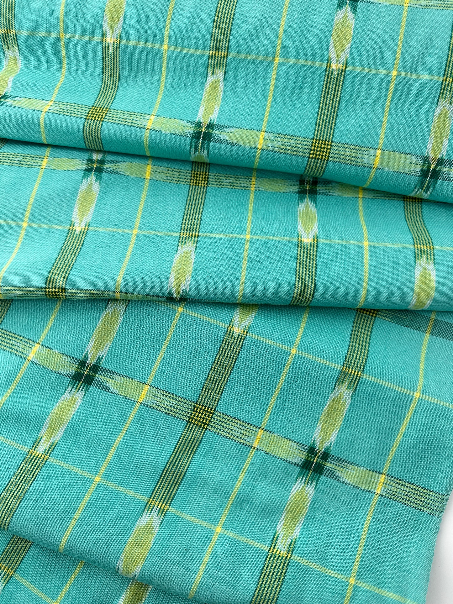 Handwoven Ikat, Green Crosses