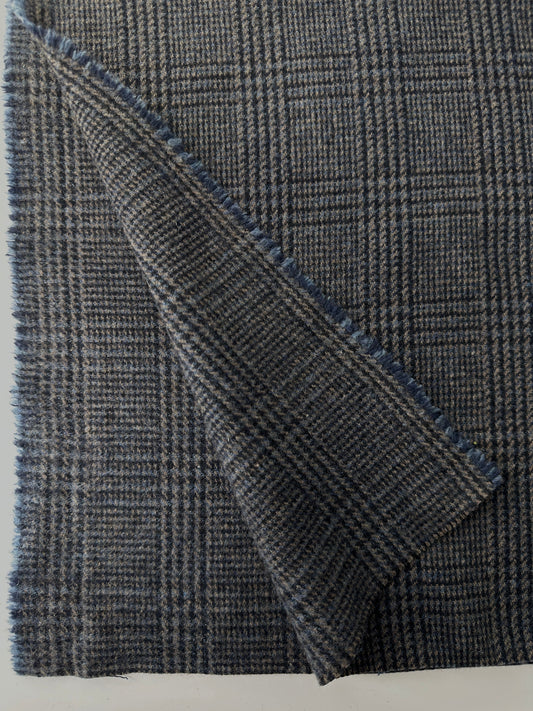 Italian Wool, Plaid, Black/Pecan/Steel Blue