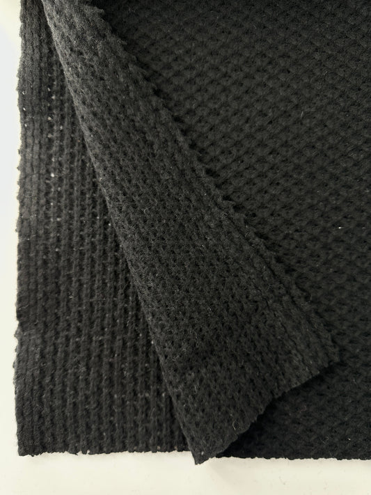Italian Wool, Waffle Weave, Black