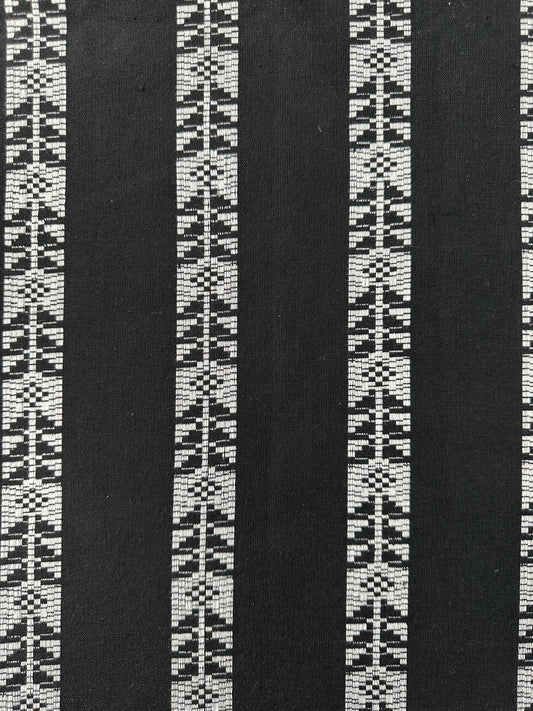 Handwoven Dobby, Black & White, Stripe