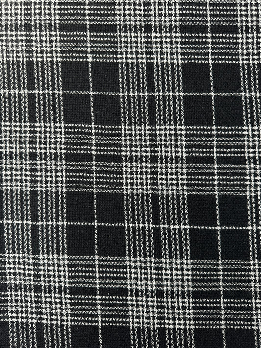 Handwoven Dobby, Black & White, Plaid