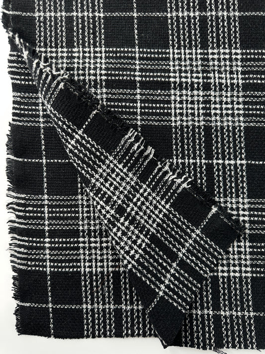 Handwoven Dobby, Black & White, Plaid