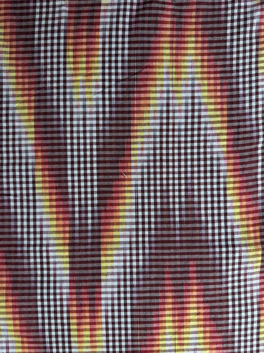 Handwoven Ikat, Burgundy Plaid