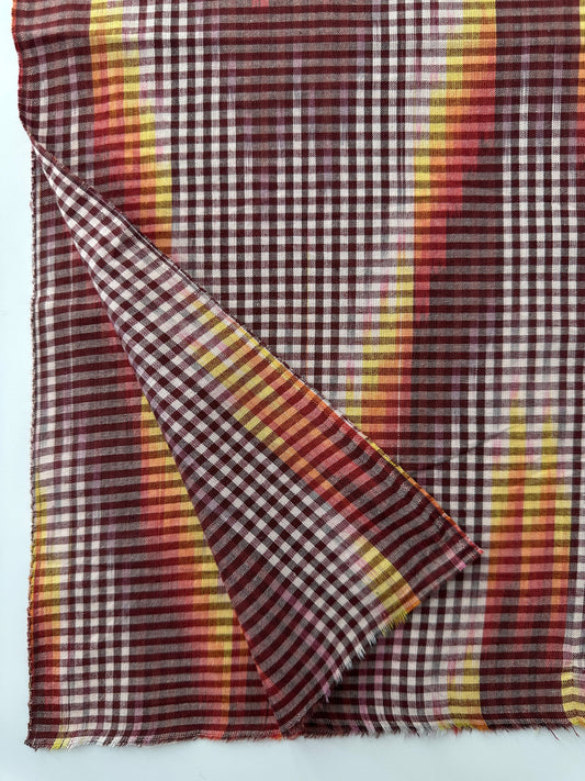 Handwoven Ikat, Burgundy Plaid