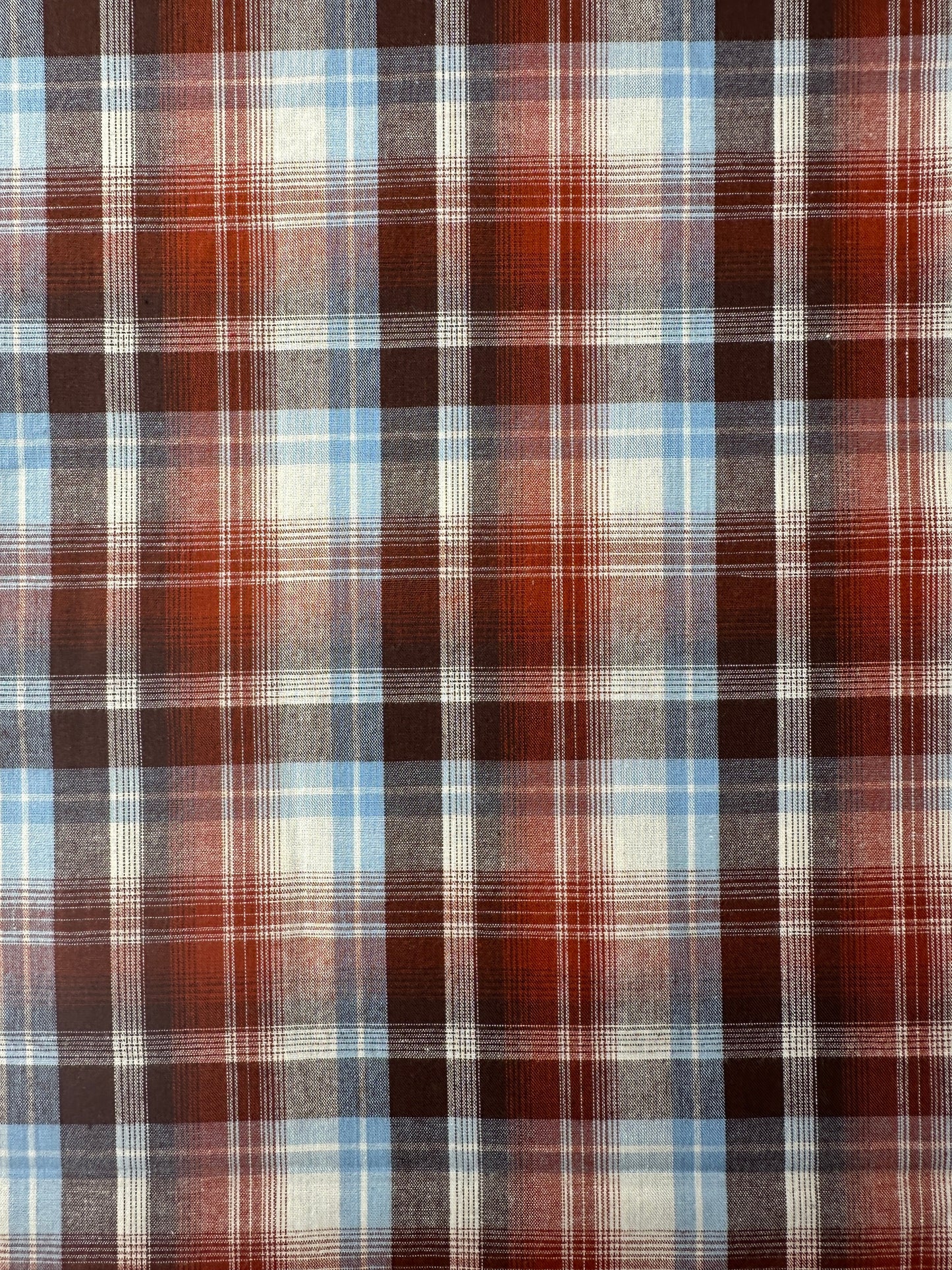 Handwoven Dobby, Rust Plaid