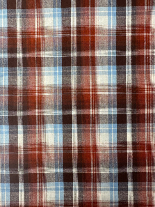 Handwoven Dobby, Rust Plaid
