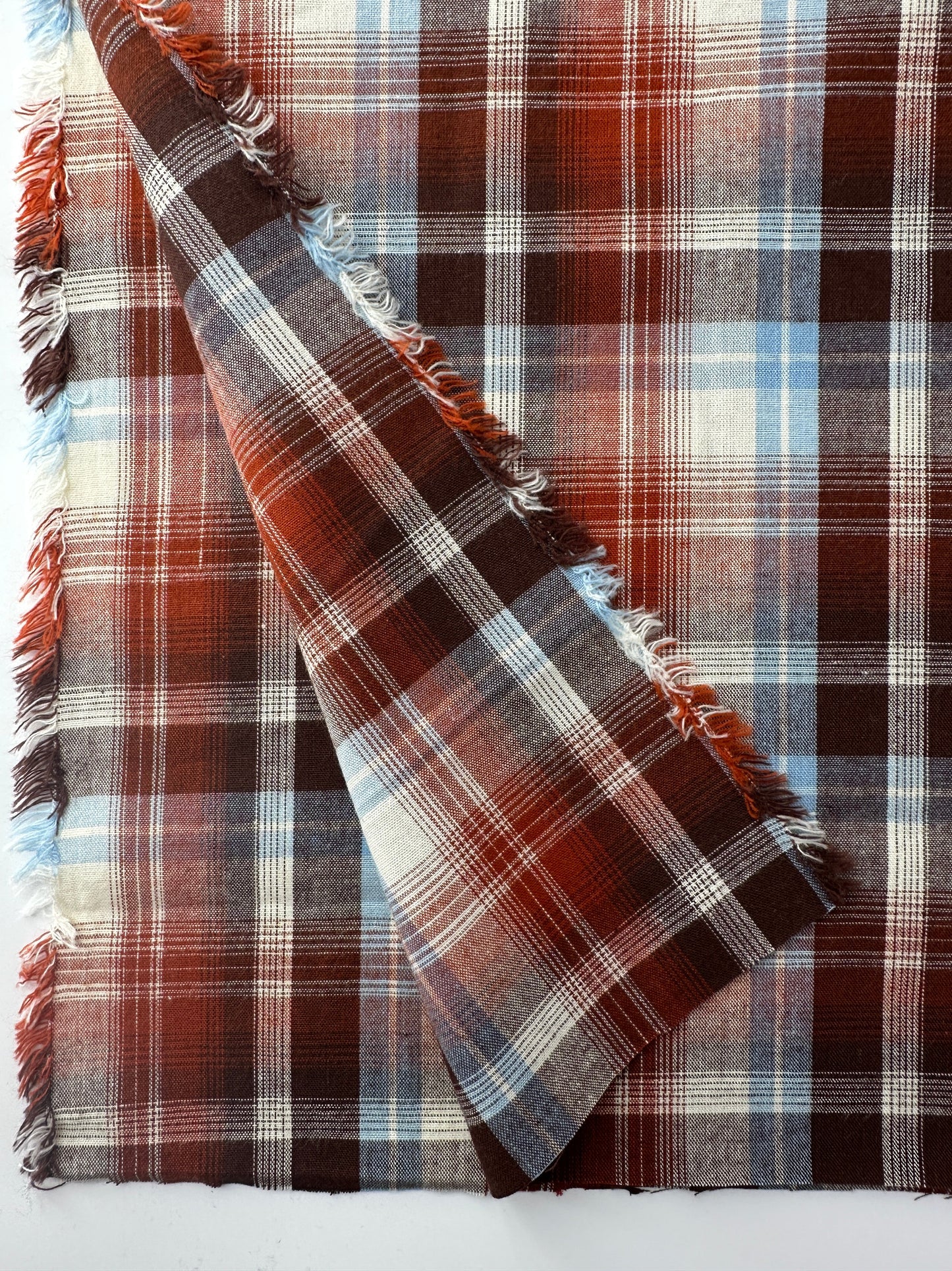 Handwoven Dobby, Rust Plaid