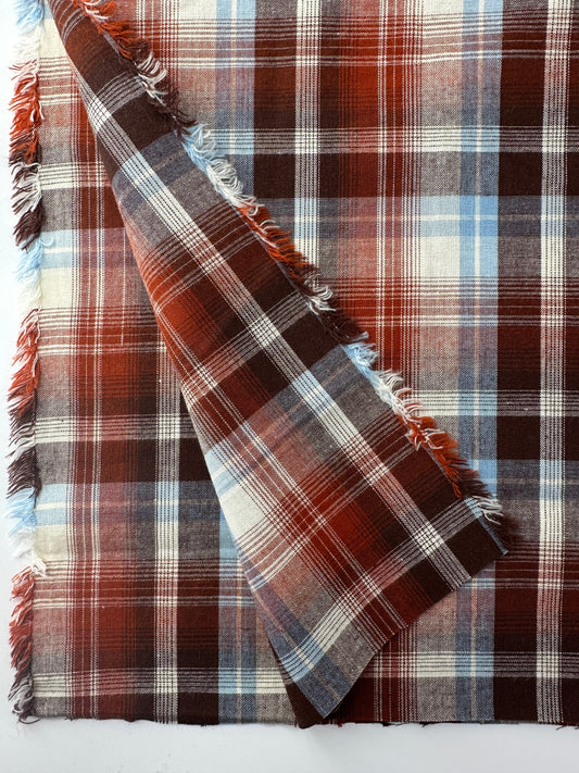 Handwoven Dobby, Rust Plaid