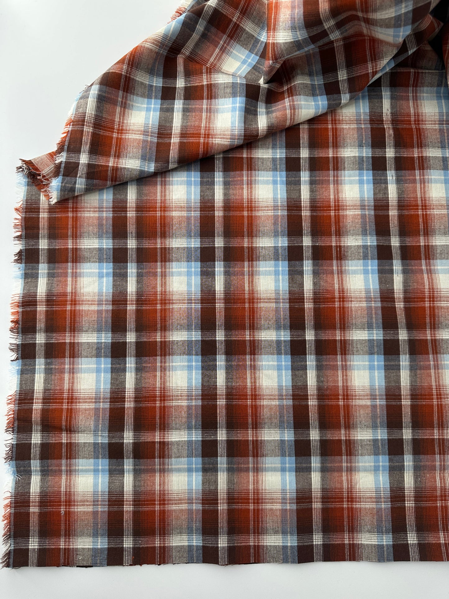 Handwoven Dobby, Rust Plaid