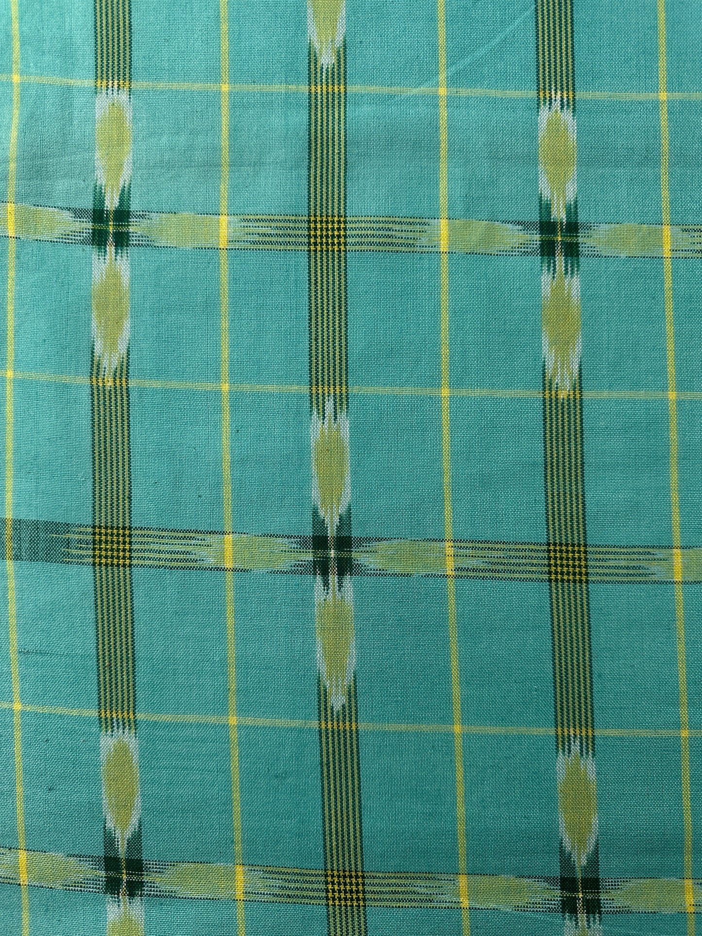 Handwoven Ikat, Green Crosses