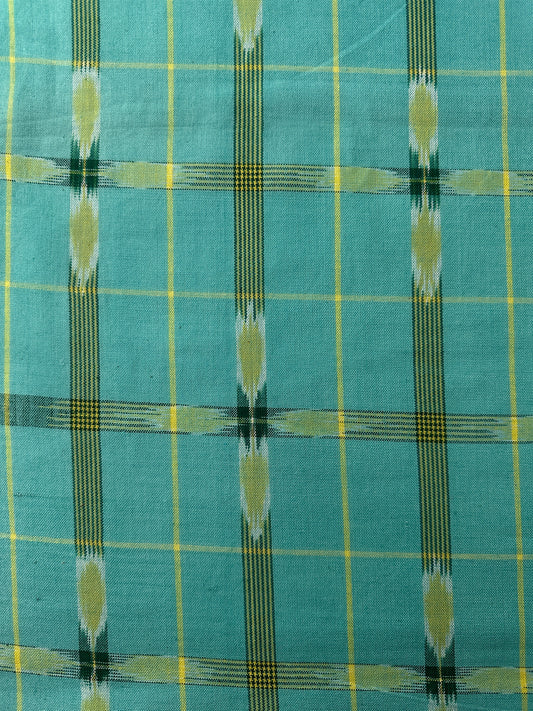 Handwoven Ikat, Green Crosses