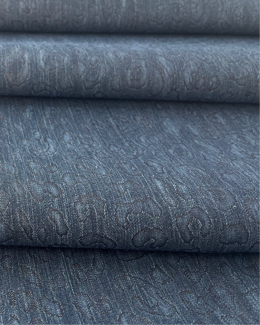 Denim, Cotton, Shadow Leopard Print, 8 oz
