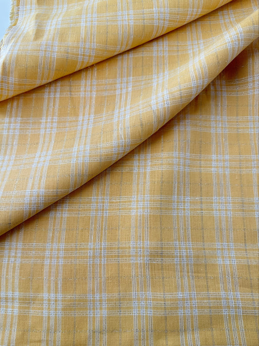 Linen, Metallic Striped – Yellow Plaid