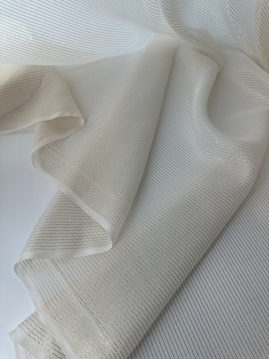 Designer Deadstock, Silk Chiffon, Ivory with Lurex