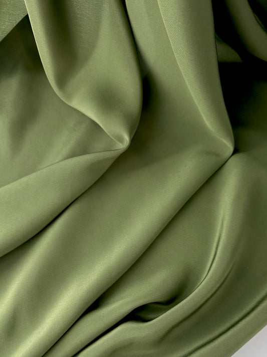 Designer Deadstock, Silk Crepe de Chine, Olive