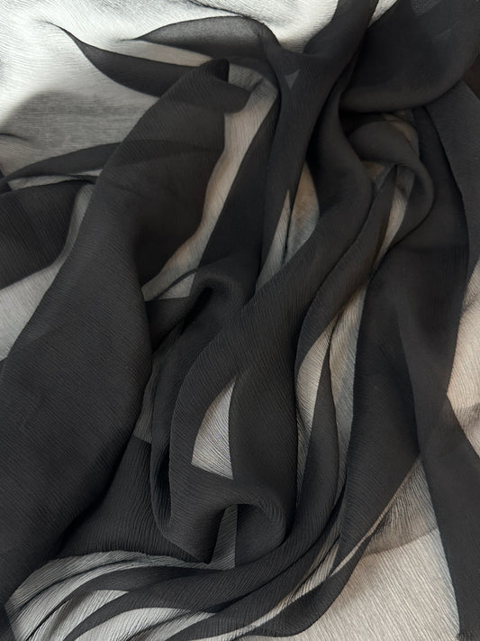 Designer Deadstock, Silk Chiffon, Black
