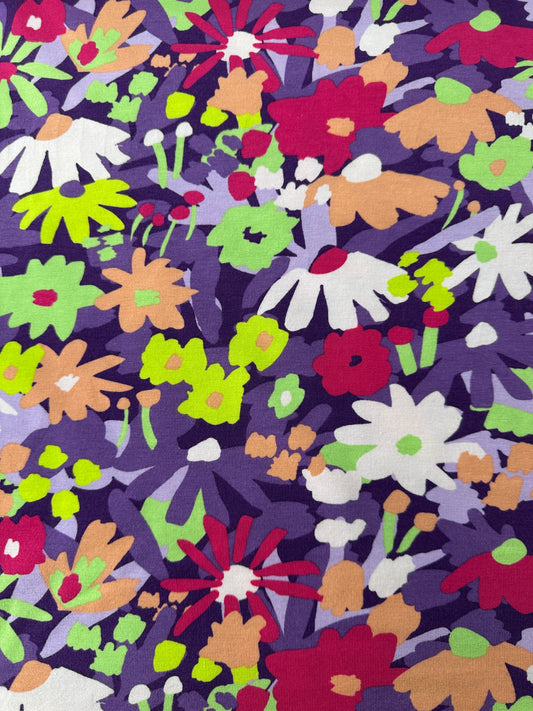 Organic Cotton Single Jersey, Floral Print, 200 gsm